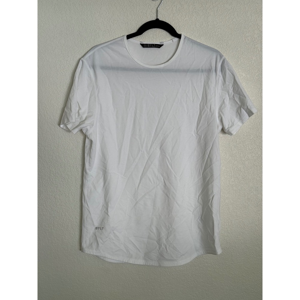 BYLT Premium Basics Mens White Drop-Cut Short Sleeve T-Shirt Size M Activewear